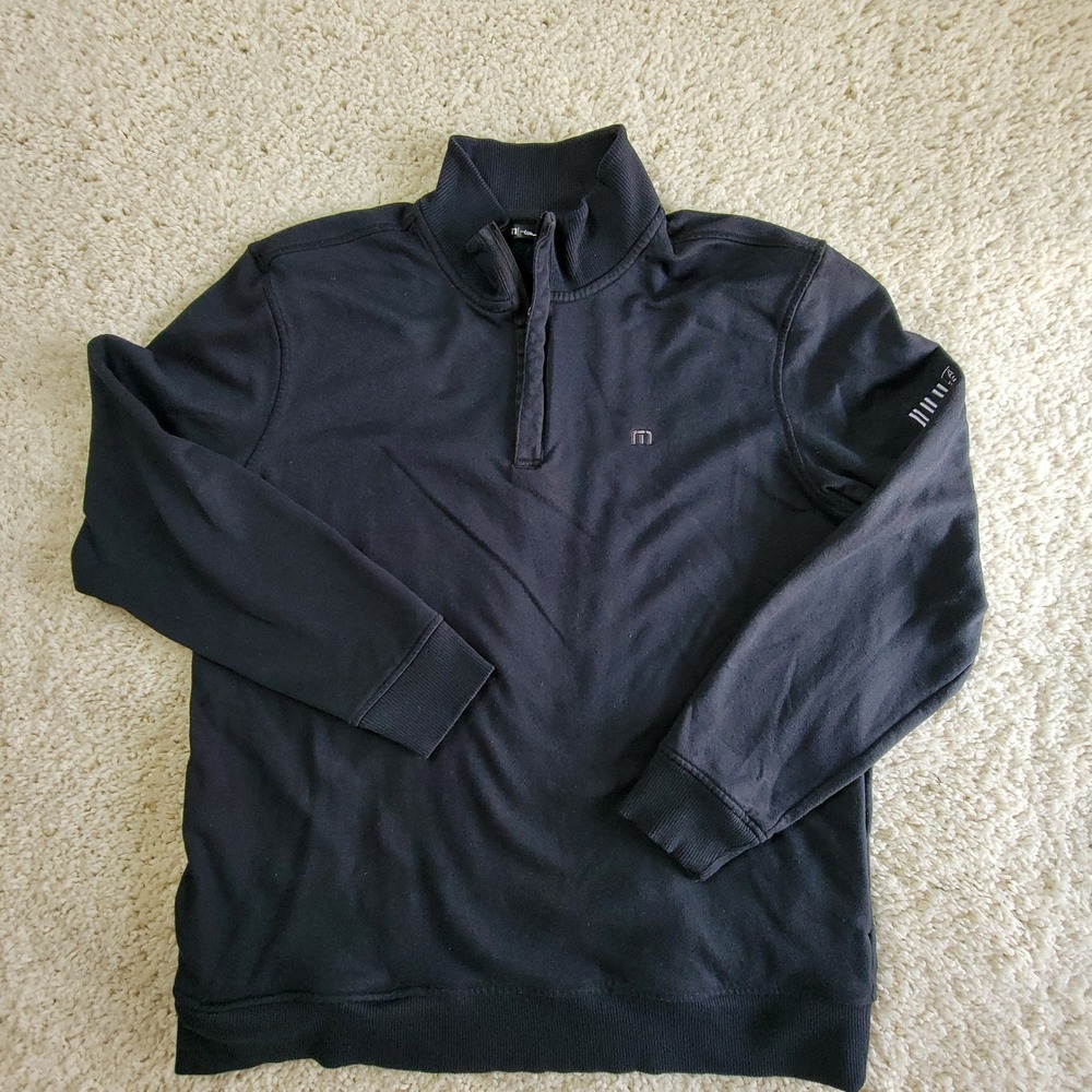 Travis Mathew Mens Quarter Zip Pullover Sweatshirt Black Golf Shirt Size Large